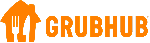 Orange Grubhub logo on black background